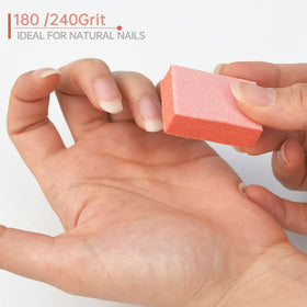 MARYTON buffer in hand prepping nail surface for better polish adhesion