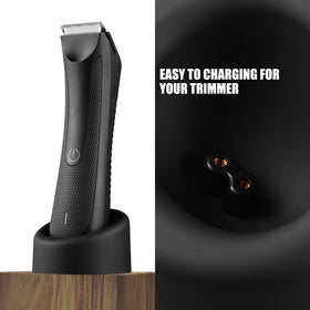 Masinvi in-use image with trimmer on dock demonstrating easy placement and steady charge