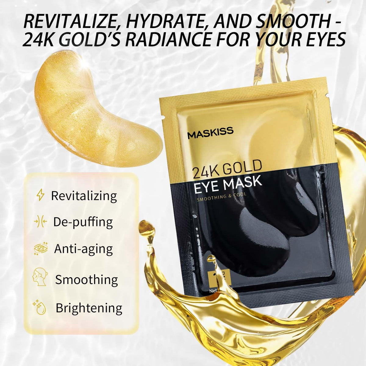 Maskiss ingredient label close-up showing collagen and hyaluronic acid