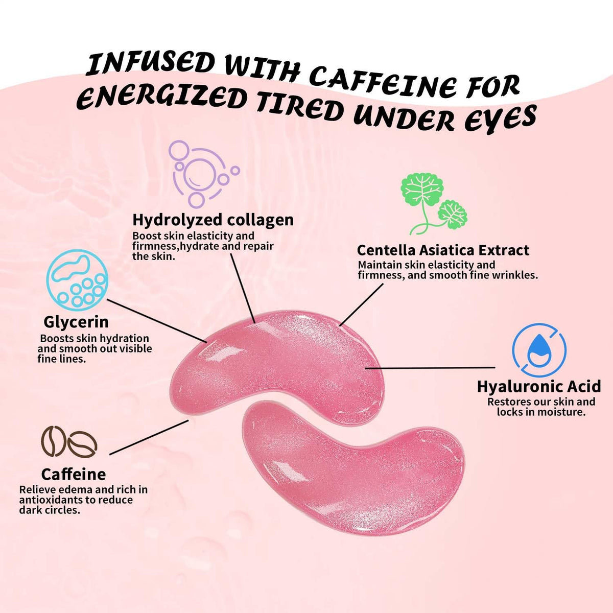 Maskiss ingredient label showing caffeine collagen hyaluronic acid