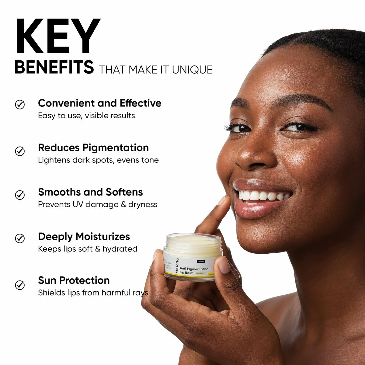 Masofta ingredient layout with shea butter and kojic acid