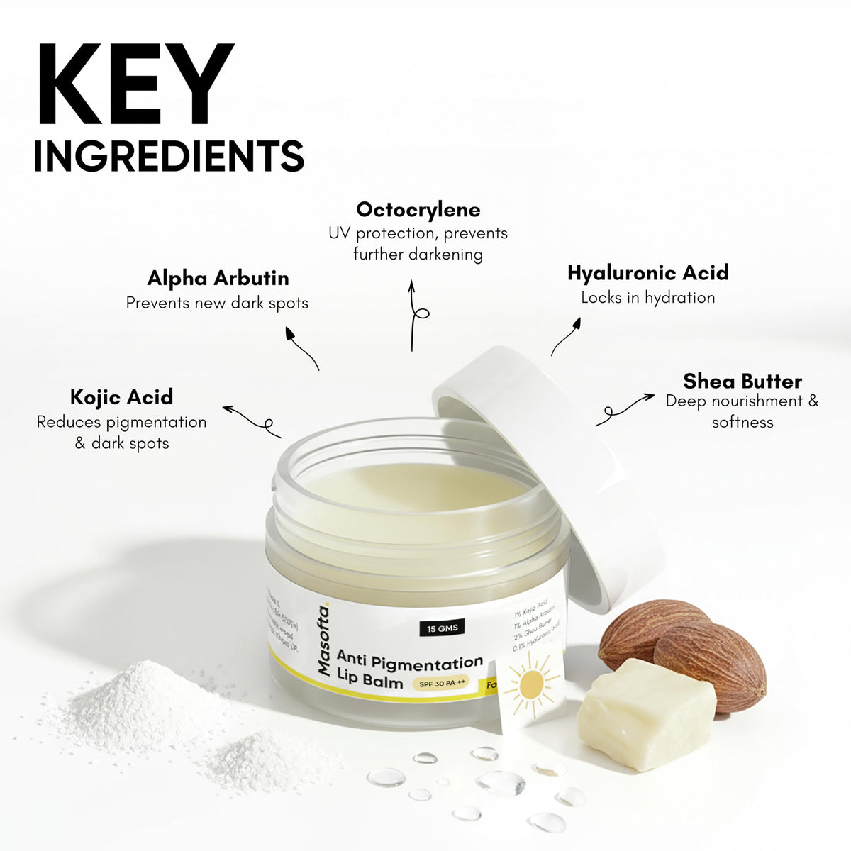 Masofta open twist stick revealing balm surface and ease