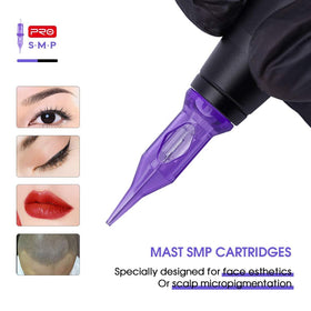 MAST TATTOO cartridges arranged in a tattoo studio environment for professional use