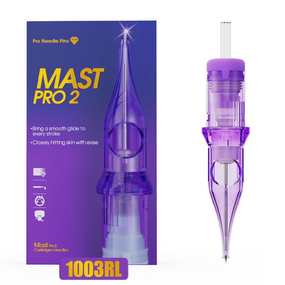 MAST TATTOO front packaging showing 20 disposable Pro2 cartridges benefits