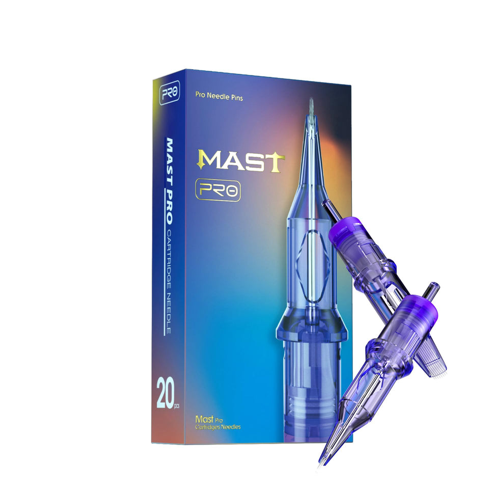 MAST TATTOO front box showing 20 cartridges, professional supply benefit