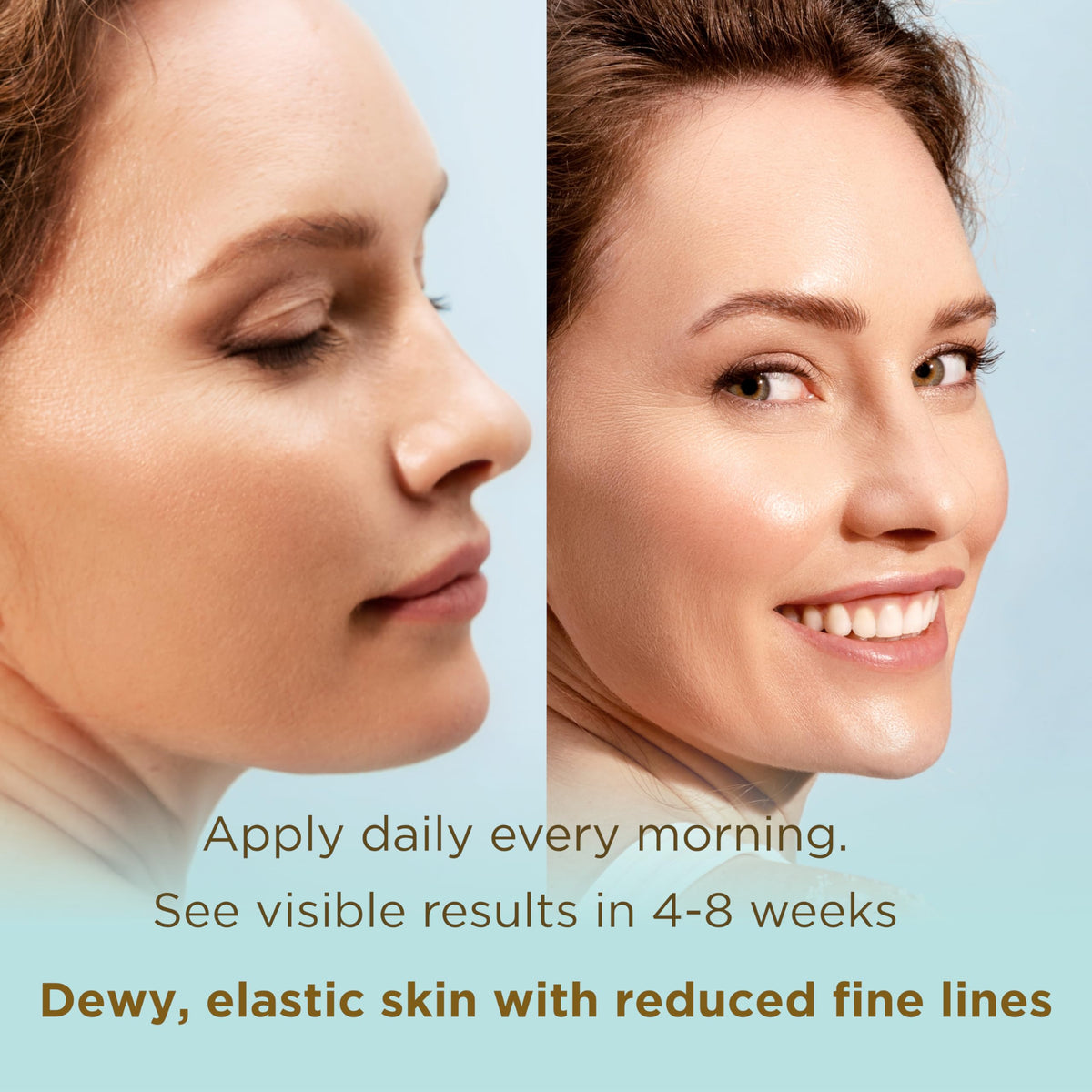 MATKAS applying serum to cheek demonstrating absorption and hydration benefit