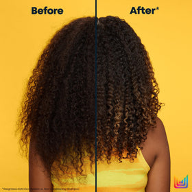 MATRIX before and after curls illustrating improved definition and reduced frizz