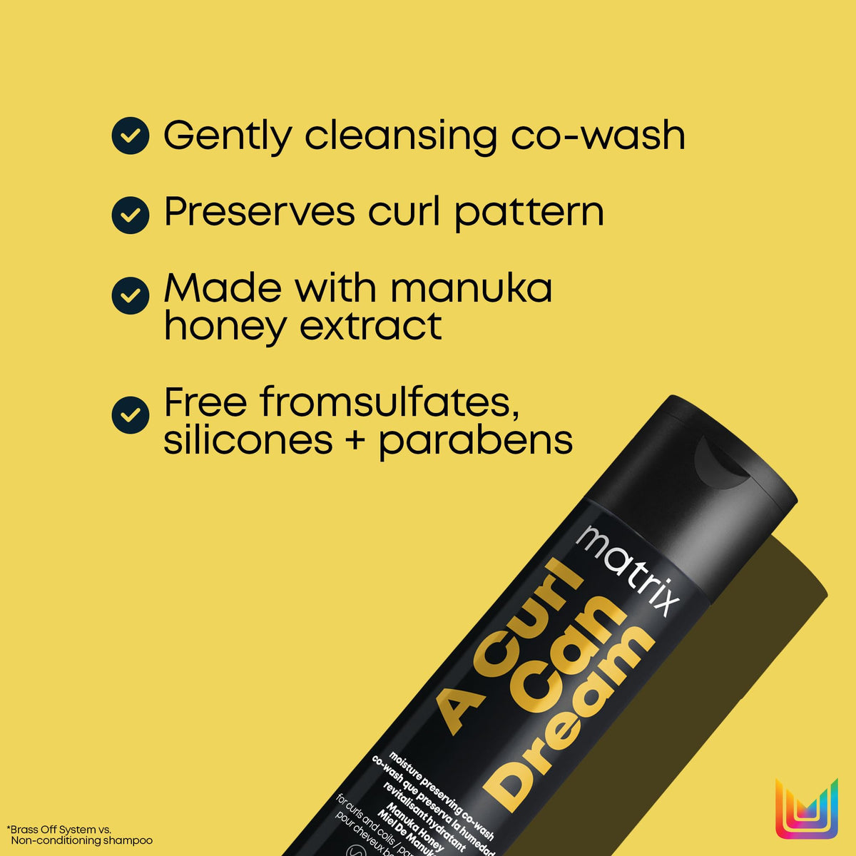 MATRIX co-wash creamy texture on palm, showing slip for easy detangling benefit