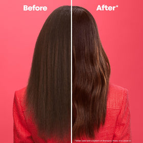 MATRIX before and after hair showing improved color vibrancy