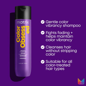 MATRIX shampoo being poured to show consistency and easy application benefit