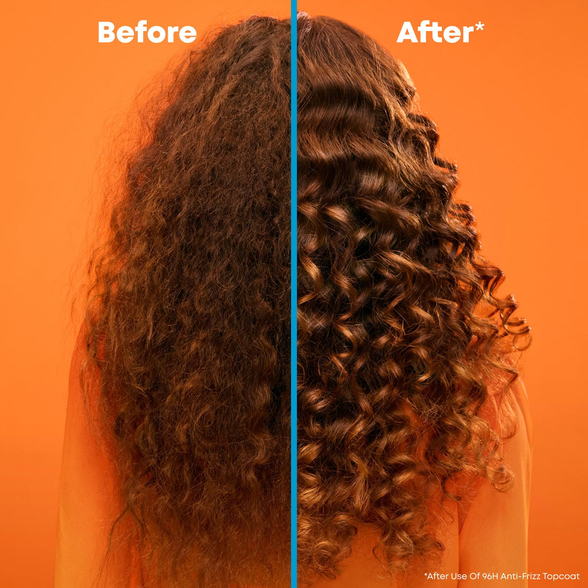 Matrix before and after hair comparison showing reduced frizz and shine
