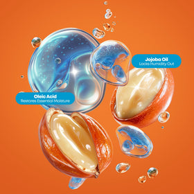 Matrix shampoo pouring into hand highlighting jojoba oil-infused moisturizing benefit