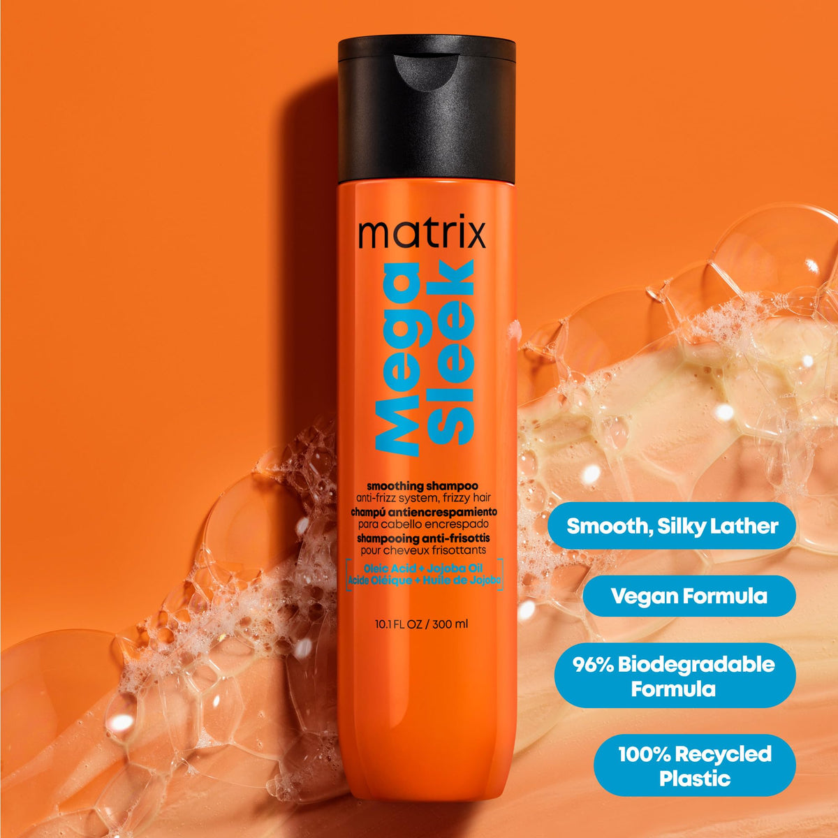 Matrix bottle next to common items for scale to show the 10.1 fl oz size