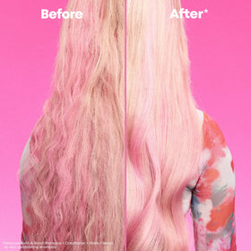 Matrix before and after hair strand showing smoother, stronger hair