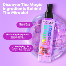 MATRIX Miracle Creator before and after hair comparison, illustrates frizz reduction