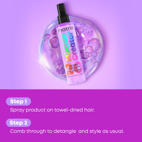 Matrix Miracle Creator used with blow dryer demonstrating heat protection benefit