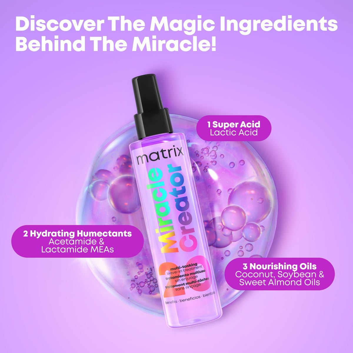 MATRIX drops of leave‑in showing lightweight texture and quick absorption benefit