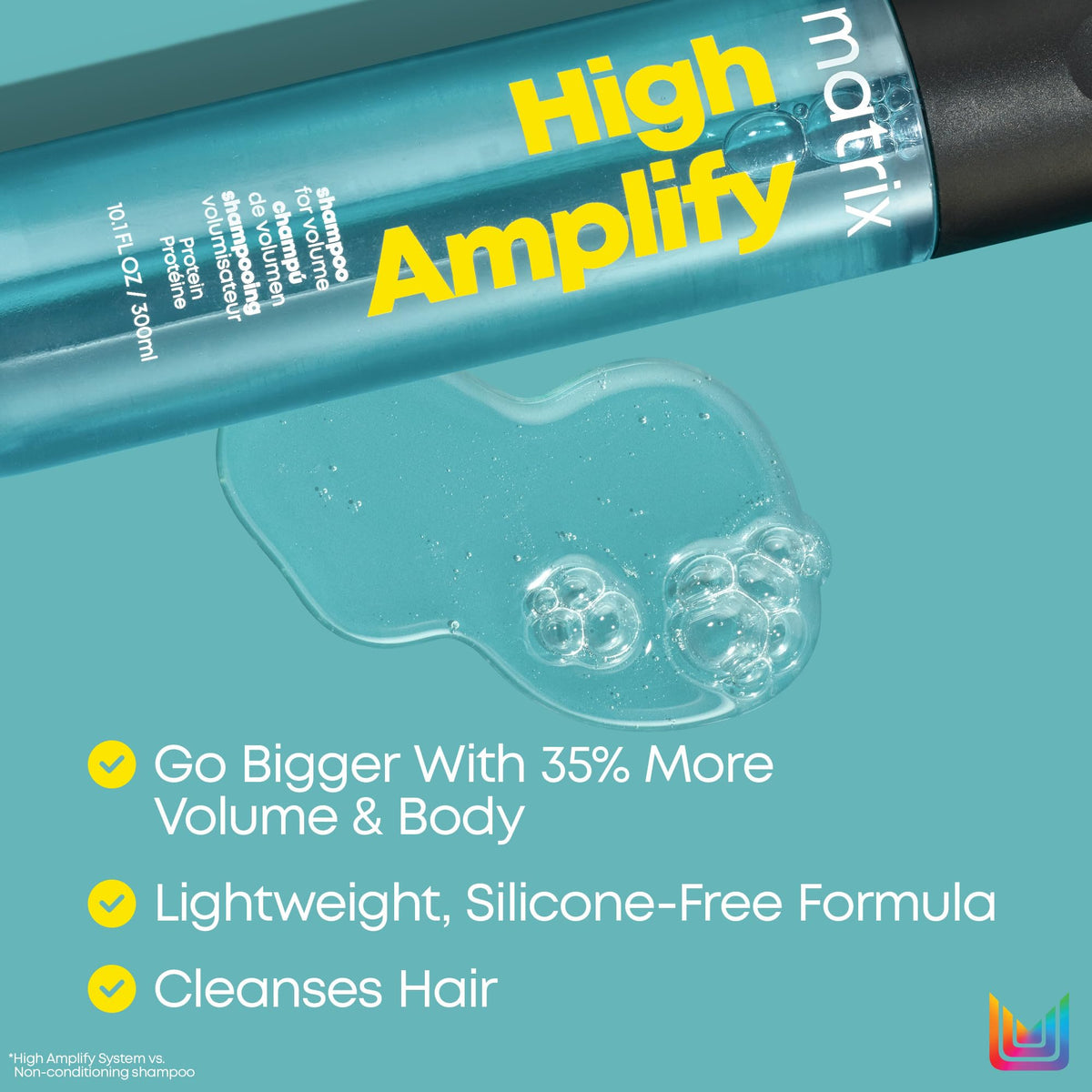 MATRIX shampoo in hand for scale and ease-of-use, showing travel-friendly size
