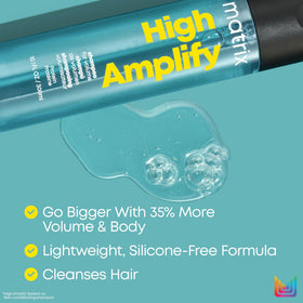 MATRIX shampoo in hand for scale and ease-of-use, showing travel-friendly size