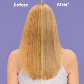 MATRIX purple shampoo pouring texture illustrating creamy consistency and pigment