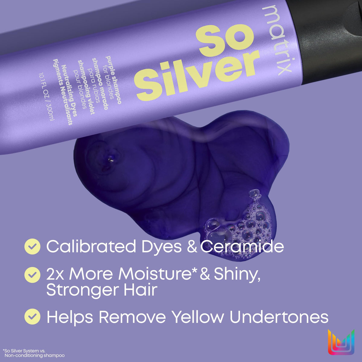MATRIX So Silver applied in shower illustrating toning and brightening action