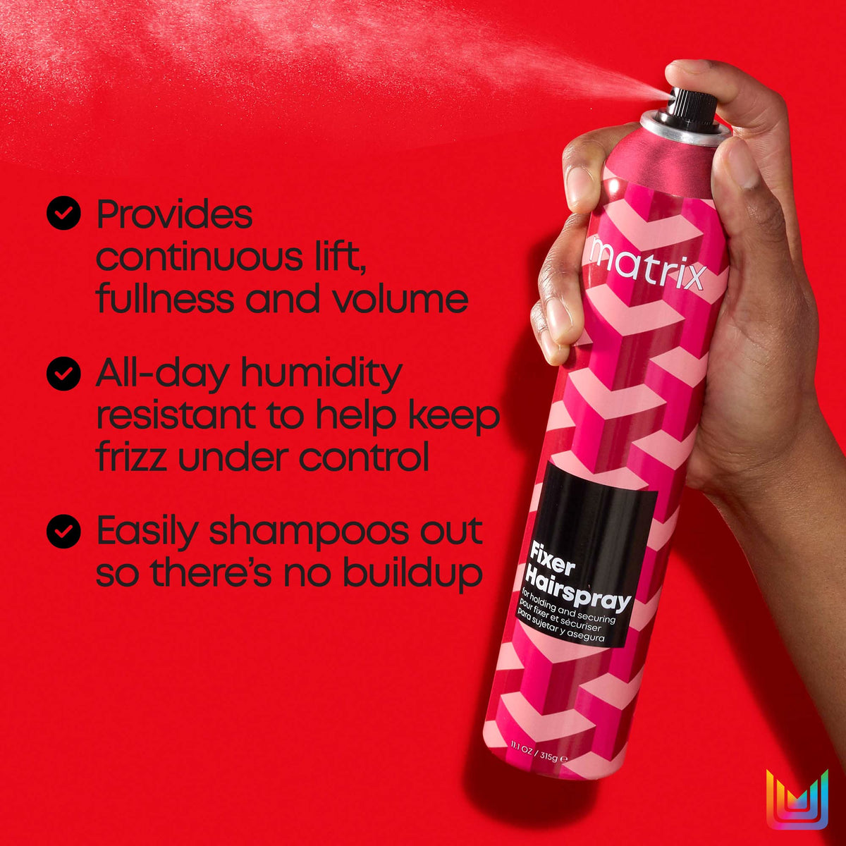Matrix aerosol nozzle detail highlighting easy spray and precise application
