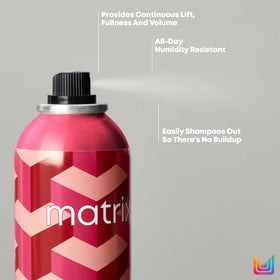 Matrix in-use on blowout demonstrating volume and frizz control benefit