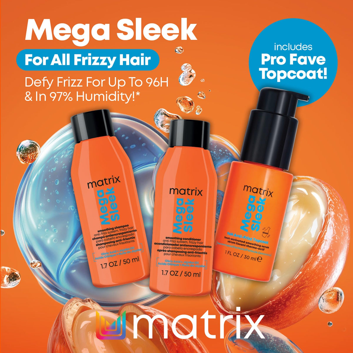 MATRIX close-up of shampoo and conditioner texture illustrating silky formula