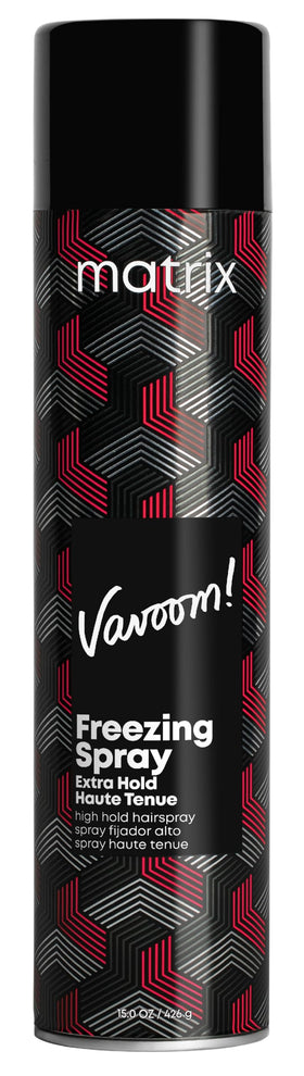 MATRIX Vavoom front packaging showing extra-hold spray for long-lasting styles