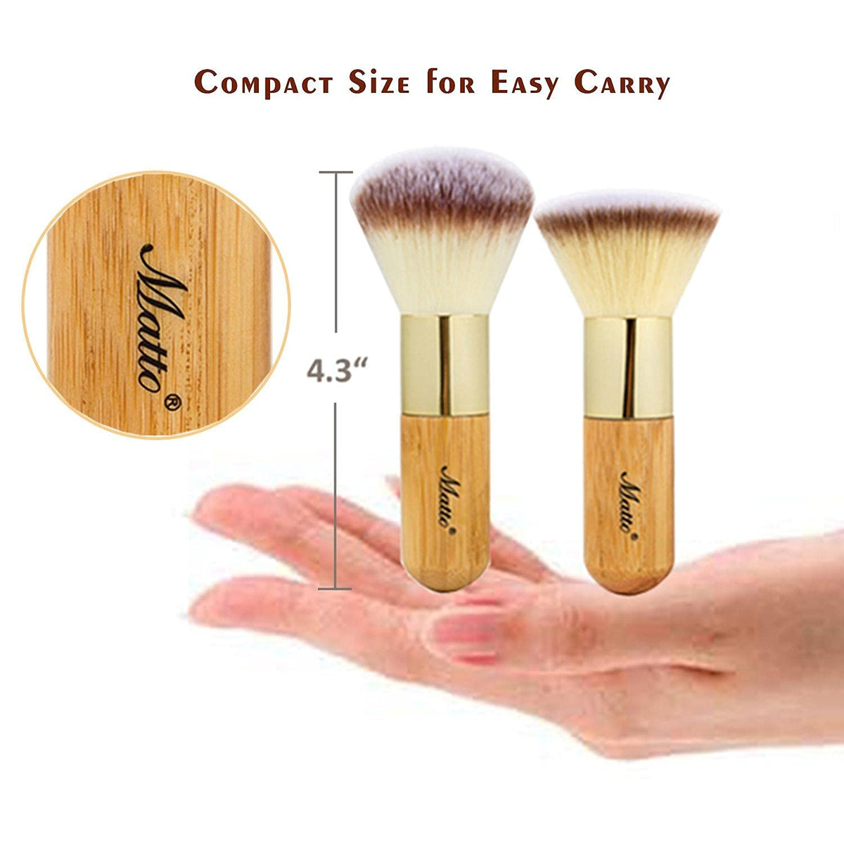 Matto brushes held in hand to show scale and comfortable handle length