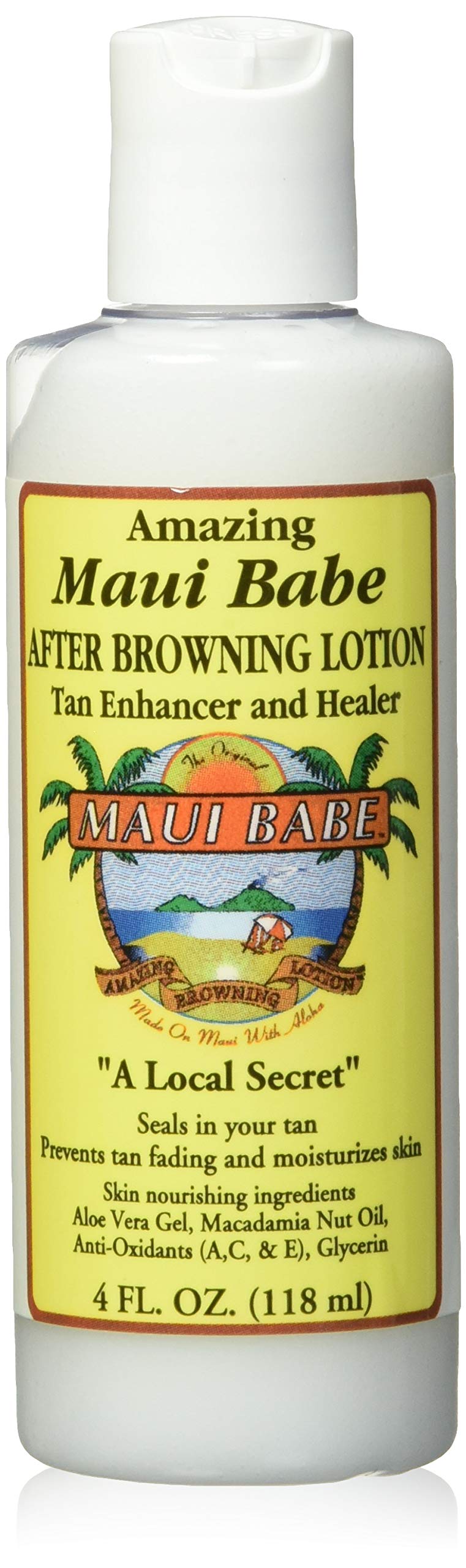 Maui Babe front packaging showing 4oz bottle and soothing benefits