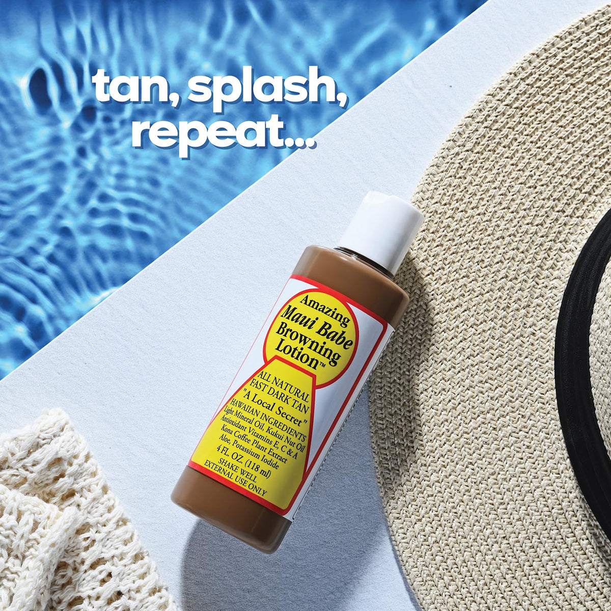 Applying Maui Babe on arm to show smooth spread and moisturizing benefit during sun exposure