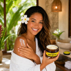 Maui Babe label close-up showing ingredient list and premium formulation benefit