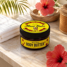 Maui Babe jar on bathroom shelf suggesting daily routine convenience benefit