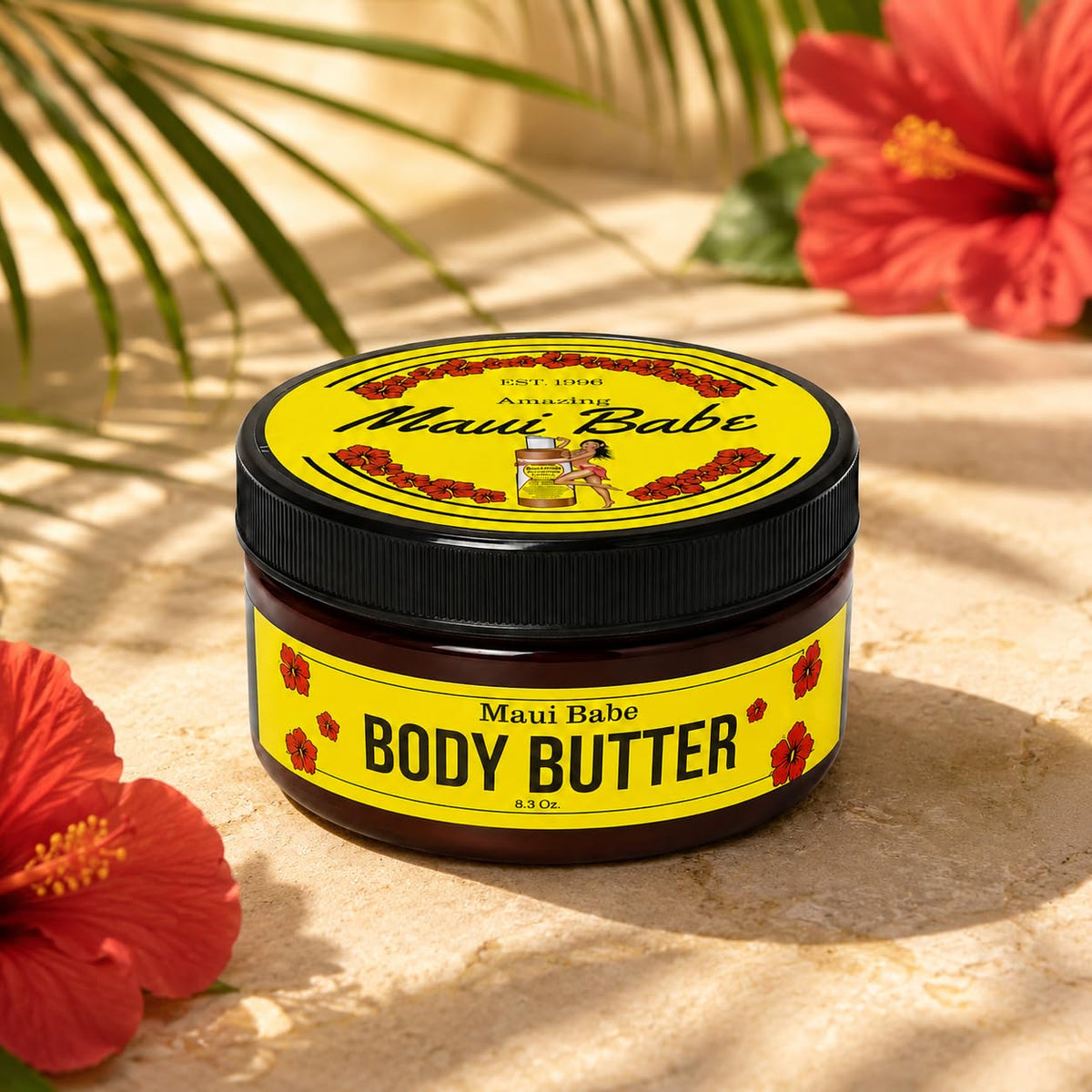 Maui Babe open jar texture close-up showing creamy cocoa butter richness