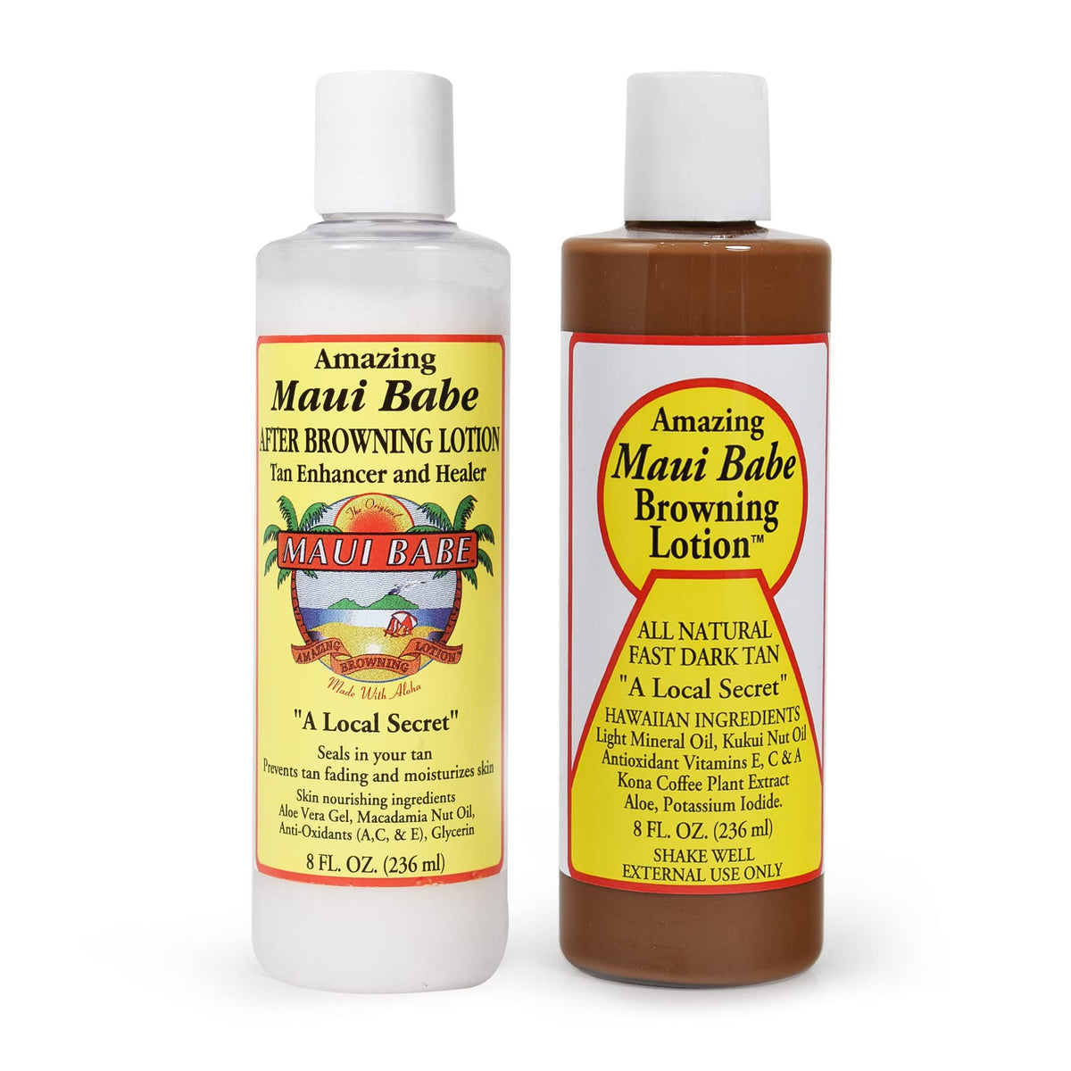 Maui Babe front packaging showing twin 8 oz bottles and brand clarity