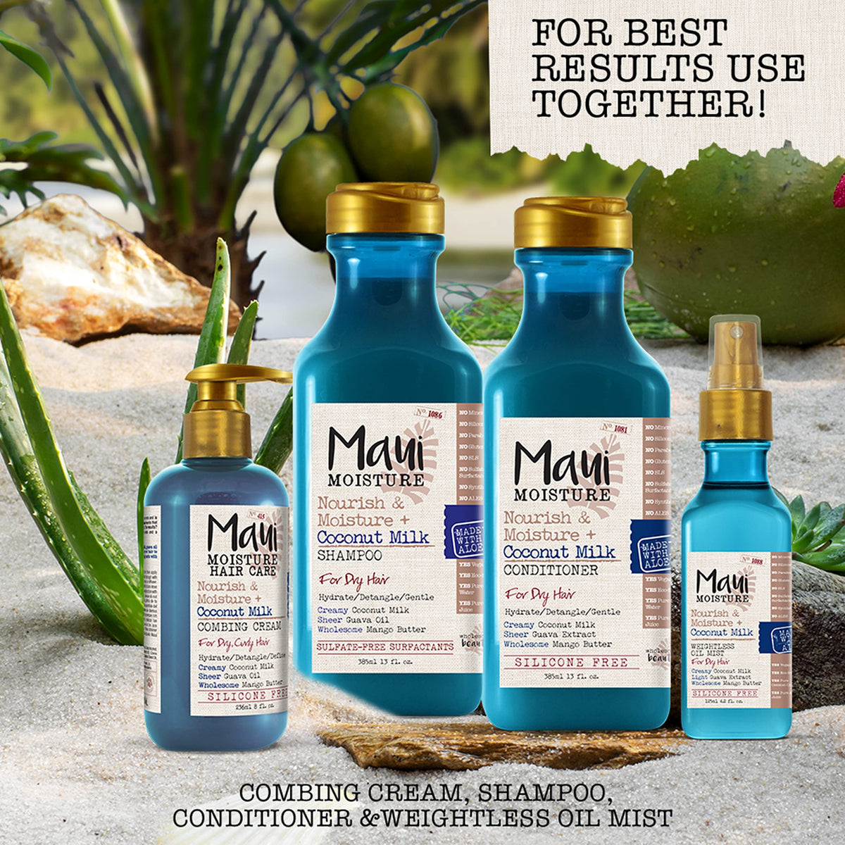 Maui Moisture back label showing ingredients and usage directions