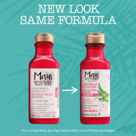 Maui Moisture back label with ingredients list and usage tips