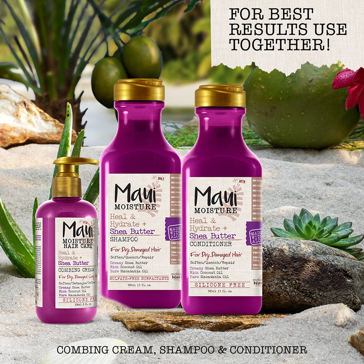 Maui Moisture before and after curls showing softer, more defined curl benefit