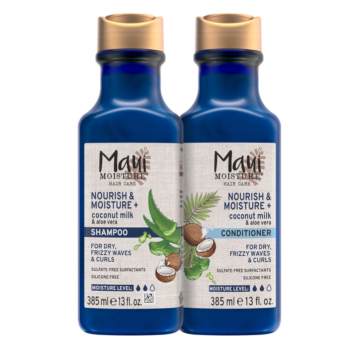 Maui Moisture front bottle view showing hydrating curl formula and benefit