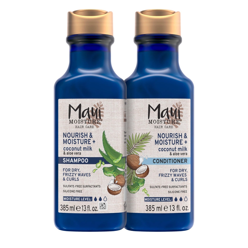Maui Moisture front bottle view showing hydrating curl formula and benefit
