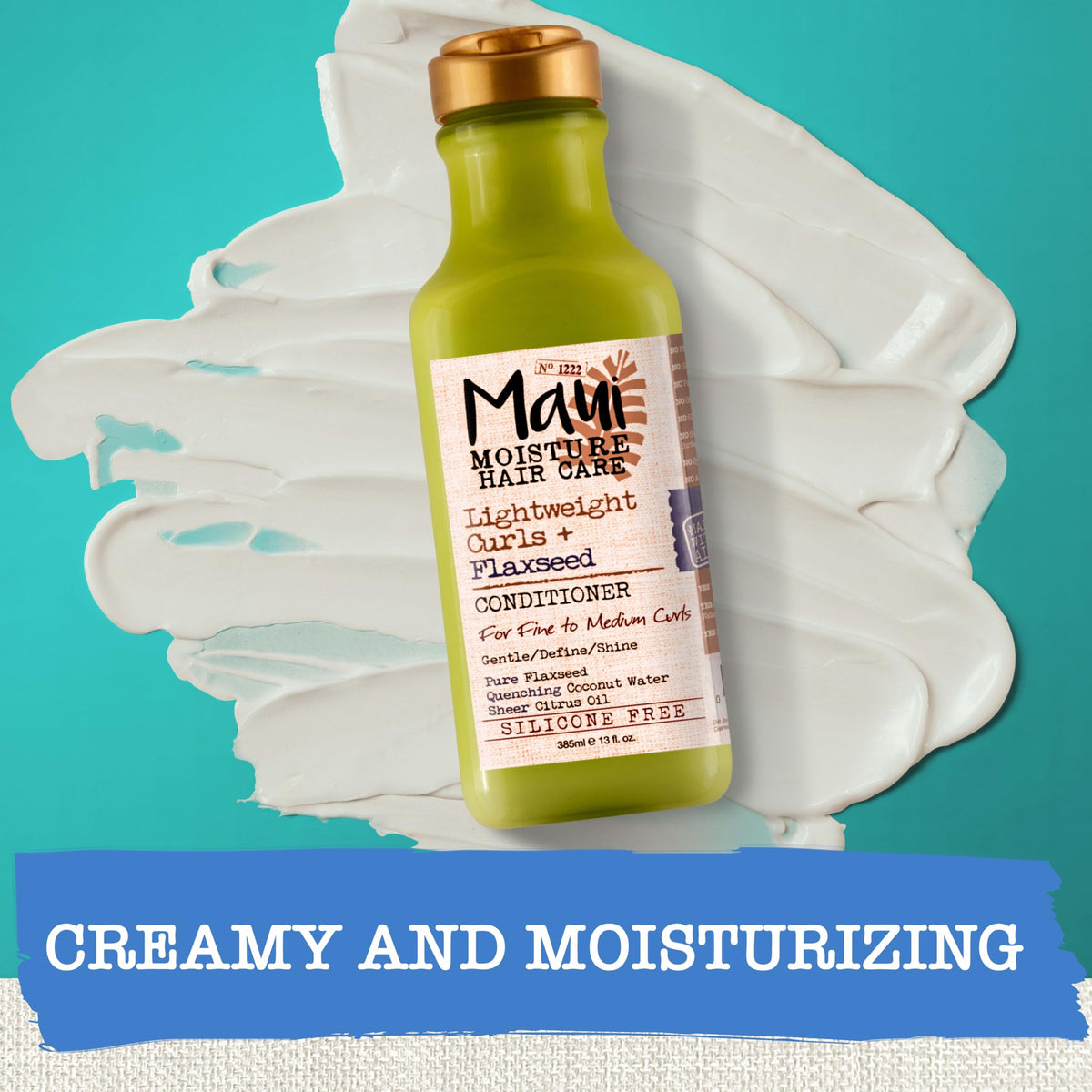 Maui Moisture creamy conditioner texture demonstrating slip for detangling