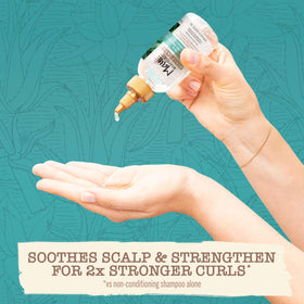Curly hair before and after Maui Moisture serum showing improved shine