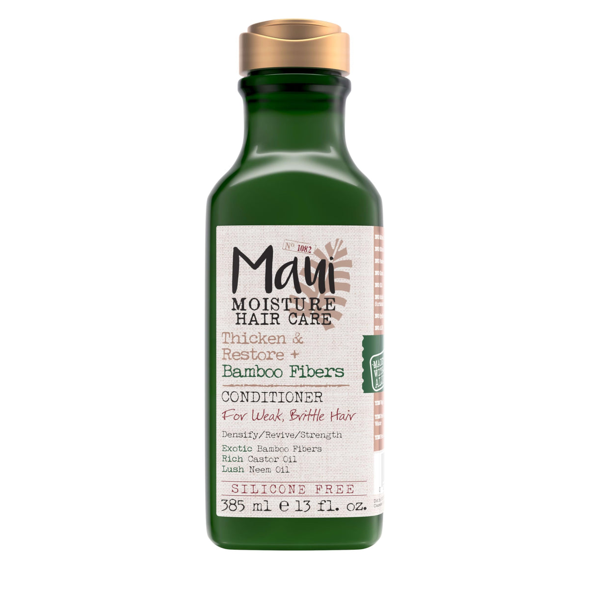 Maui Moisture front bottle image showing brand and thickening benefit