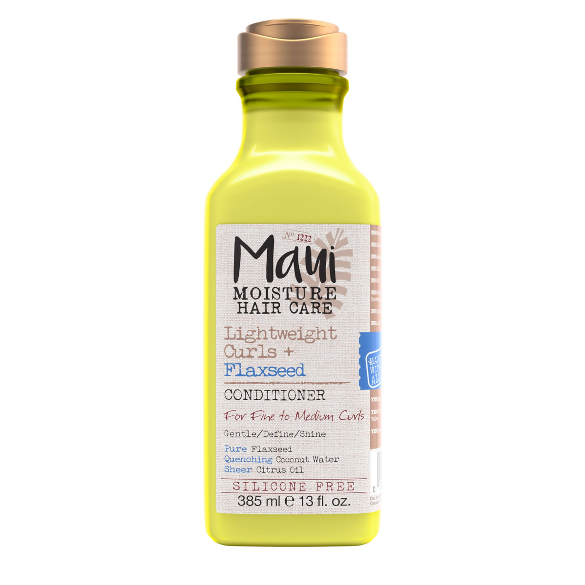 Maui Moisture front bottle showing lightweight curls benefit and shine