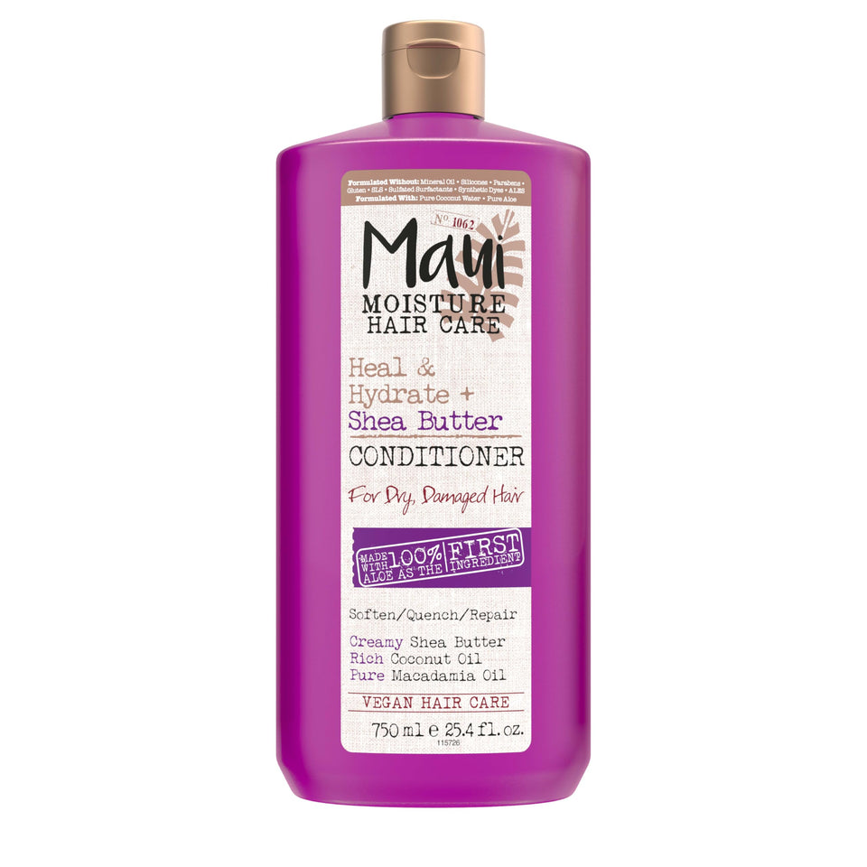 Maui Moisture front packaging showing bottle and branding for hydrated curls