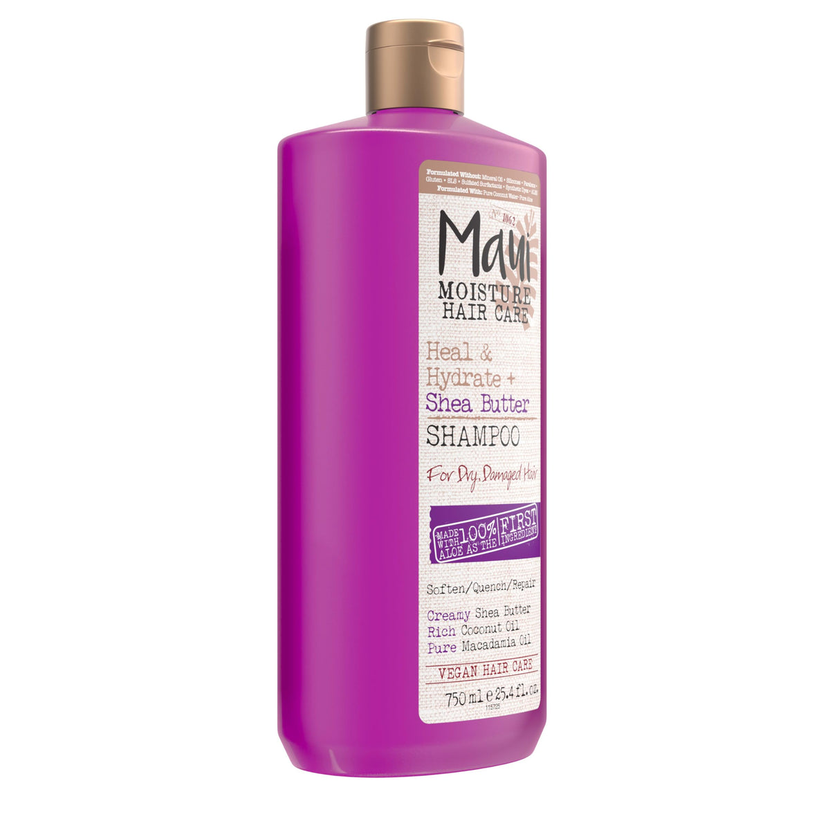 Maui Moisture label highlighting aloe-first and free-from ingredients for safety
