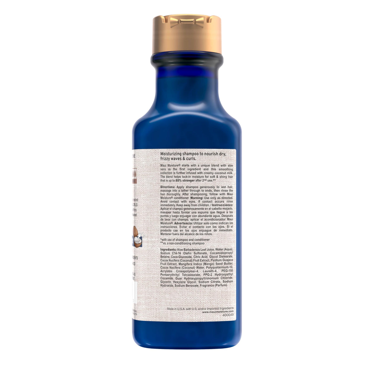 Maui Moisture bottle styled on bathroom shelf suggesting everyday use