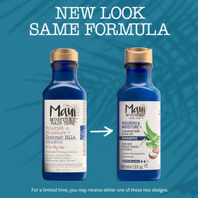 Maui Moisture label and pump close-up showing ingredient highlights