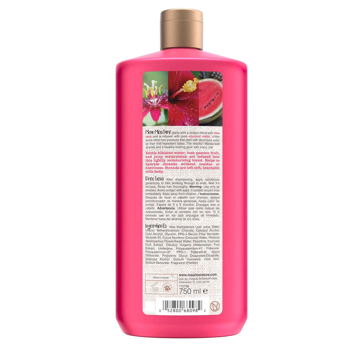 maui moisture 25.4 fl oz bottle beside common items to show scale